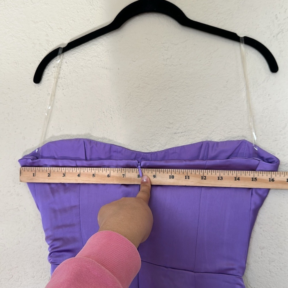 House of CB SANTANA VIOLET SATIN STRAPLESS CORSET MIDI DRESS NWOT size M - Picture 12 of 13